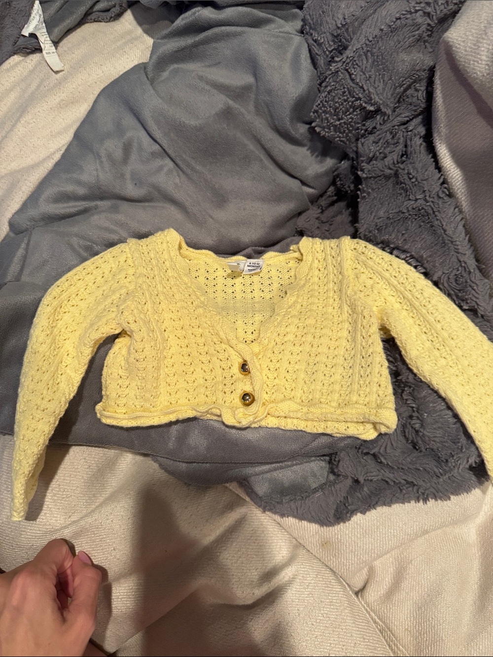 Janie and Jack Pale Yellow Cropped Knit Cardigan